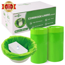 Bedside Commode Liners with Absorbent Pads, Disposable Commode Bags/Pads, Adult