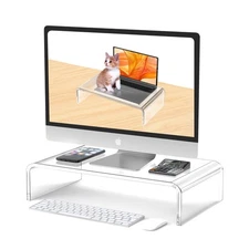 Acrylic Monitor Stand Riser Acrylic Laptop Stand Riser PC Holder Clear Comput...