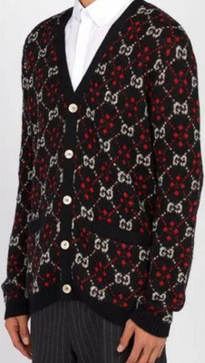 Authentic GUCCI 18AW GG Diamond Alpaca & Wool Cardigan   Size M fits like M L Me