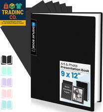 Art Portfolio 9X12, Binder with Plastic Sleeves, 30 Pockets Display 60 Pages, Bl