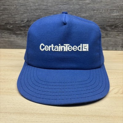 CertainTeed Hat Cap Snap Back Blue Embroidered Advertising Mens Made in USA