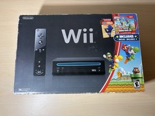 Nintendo Wii Black Game Console Super Mario Bros Brand New