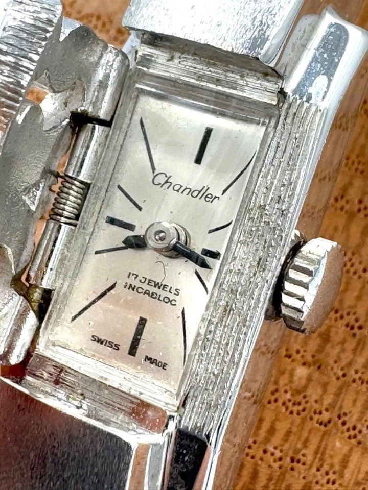 Brazalete Reloj Chandler INCABLOC 17 J Cuerdo a Mano Auténtico Popular Raro Japón Foto 3 de 4