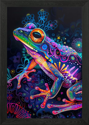 Psychedelischer Frosch Kunst Gerahmtes Wandbild Poster Leinwanddruck Bild