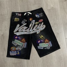 Valley patchwork rhinestone gem jorts size 30...