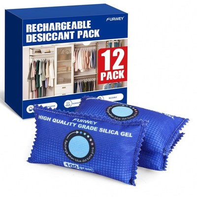 100g 12 Packs Rechargeable Desiccant Packs for Storage Color Indicating Silic...