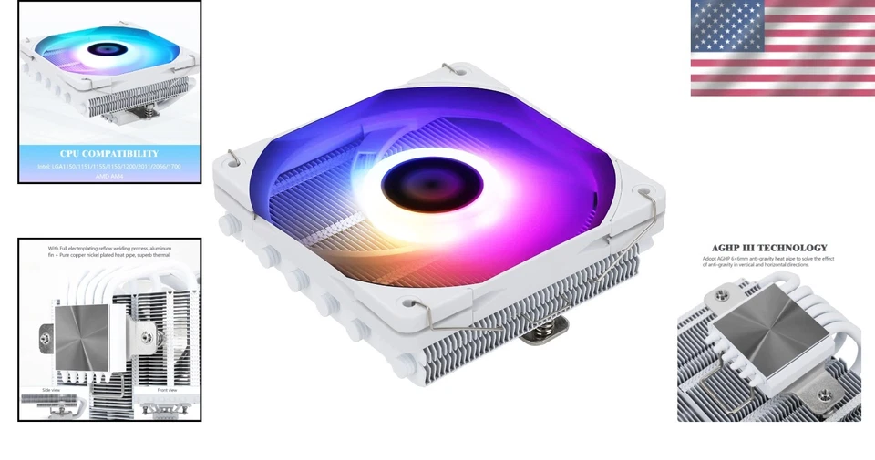 Efficient 67mm Low Profile CPU Air Cooler with 6 Heat Pipes and Quiet Design - Image 2 of 4