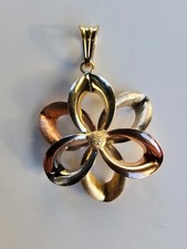 VTG 10K Tri-Color Gold GCJ Italy Flower Pendant Pin Brooch George Carter Jessop
