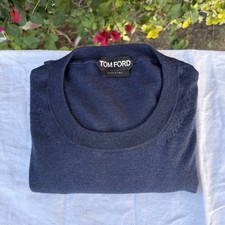 Tom Ford Cashmere Silk Crew Neck Sweater Blue Sz 56 XL