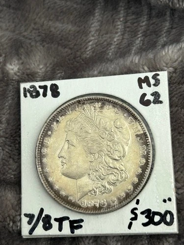 UNC, 1878-7/8 Tail Feathers MORGAN DOLLAR, with nice perimeter toning.