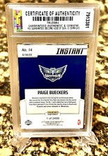 PAIGE BUECKERS RC 2025 PANINI ROOKIE WINGS DEBUT #14 Graded GEM-MT 10. COA!