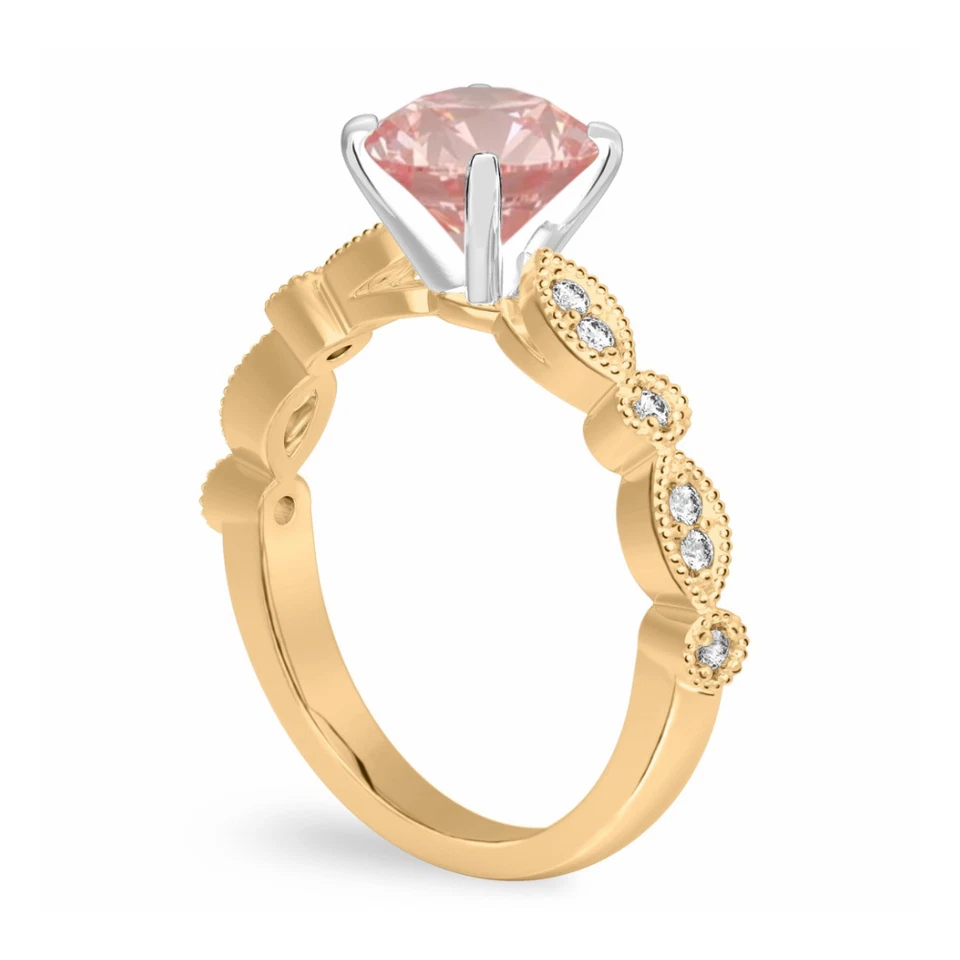 14K Multi Tone Gold 1.12 Ct IGI Lab Grown Diamond Ring Round Fancy Intense Pink - Image 3 of 4