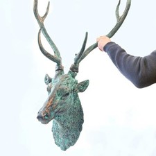 Verdigris Finish Stag Head | Rustic Deer Sculpture | Wildlife Décor
