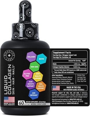 Bioactive Labs Collagen Liquid Drops Hair Skin Nails 60ml exp 01/27