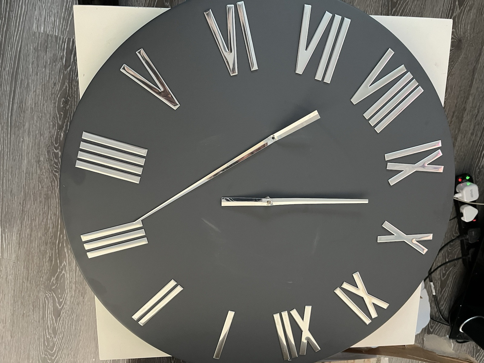 John Lewis Roman Numerals Large Wall Clock, 60cm, Graphite