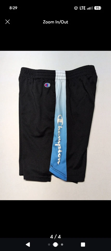 Pantalones cortos deportivos Champion negros y azules para niños talla grande. Foto 4 de 4