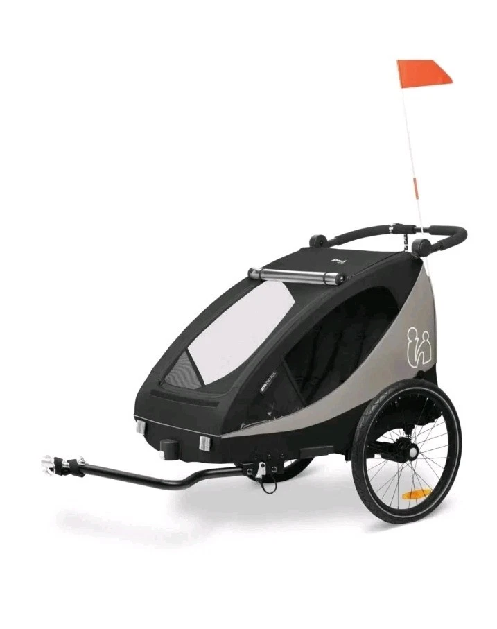 Hauck Dryk Duo Plus Black 2-in-1 Bike Trailer & Buggy/Pushchair For 2 Kids