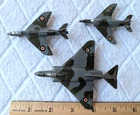 3 Vintage Dinky Airplanes UK #734 #735 #736 Small British Jet Fighters 1:200