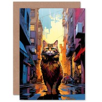 Street Fan Geschenk Haustier Portrait Stadt Sonnenuntergang Geburtstagskarte