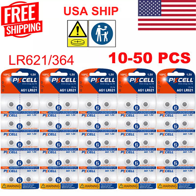 10-50X PKCELL AG1 364 397 LR621 531 SR60 1.5V Alkaline Button Cell Watch Battery
