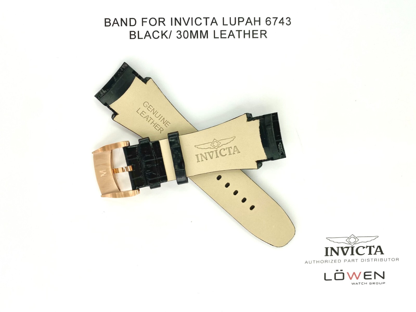 Authentic Invicta Lupah 6743 Black Leather 30MM Watch Band eBay