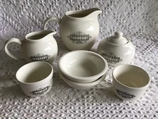 8 Piece Farmhouse Country Pitcher Sugar Creamer Lid Mini Bowls Small Sauce Bowls
