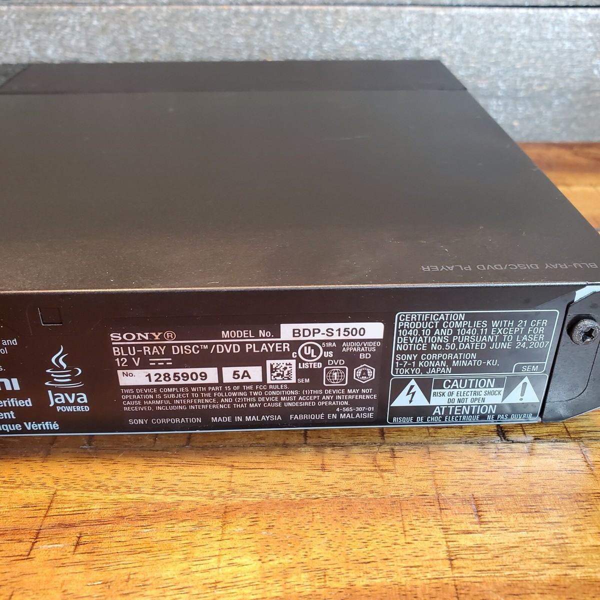 SONY BDP-S1500 Blu-Ray DVD SMART Player - No Remote - TESTED SONY BDP-S1500 Blu-Ray DVD SMART Player - No Remote - TESTED