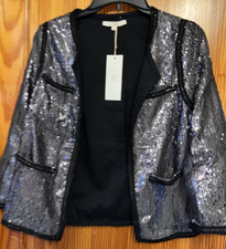 Ladies Sequins Jacket Size 8-10 New An'ge New Tags Silver Anthracite T1 T One