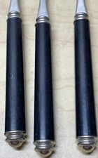 Black & Silver Round Handled Flatware Set Stainless Steel 18-8 7 Pcs Forks Spoon