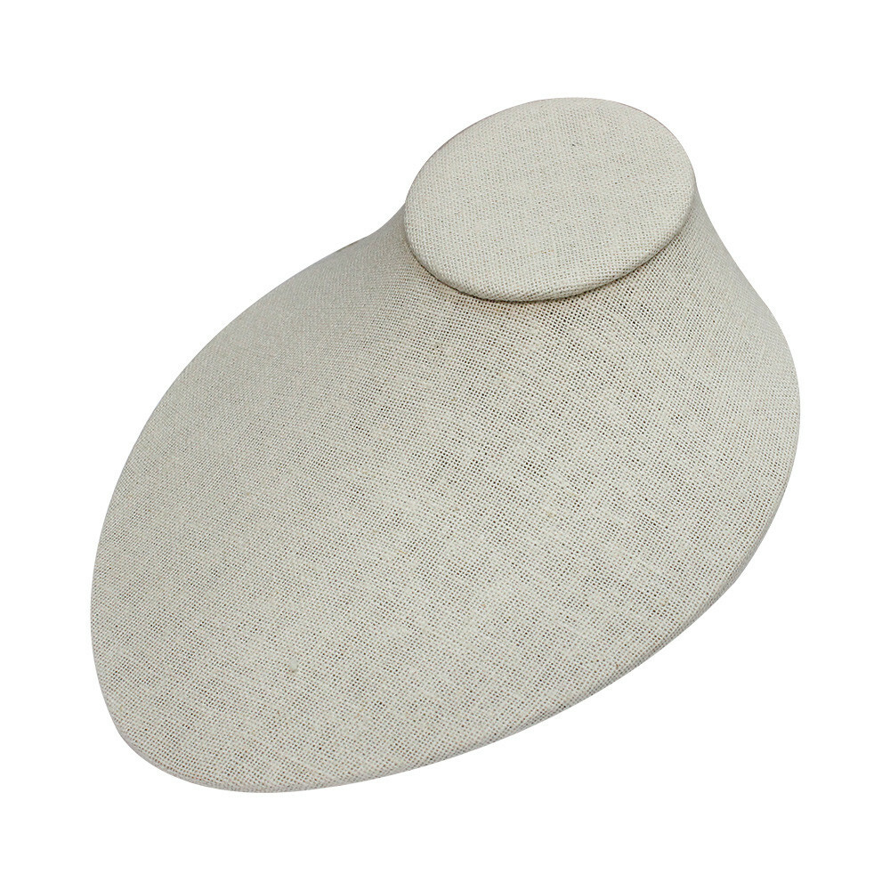 Beige FLat Necklace Display Soft Linen Bust Form Pendant Chain Jewelry Display