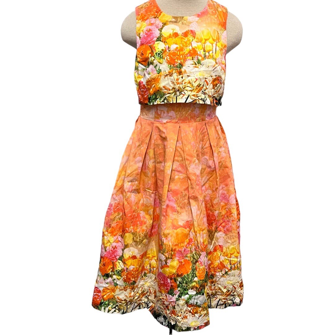 orange and pink dress asos NWT ASOS Orange and Pink Floral One Shoulder Mini Dress Size 8