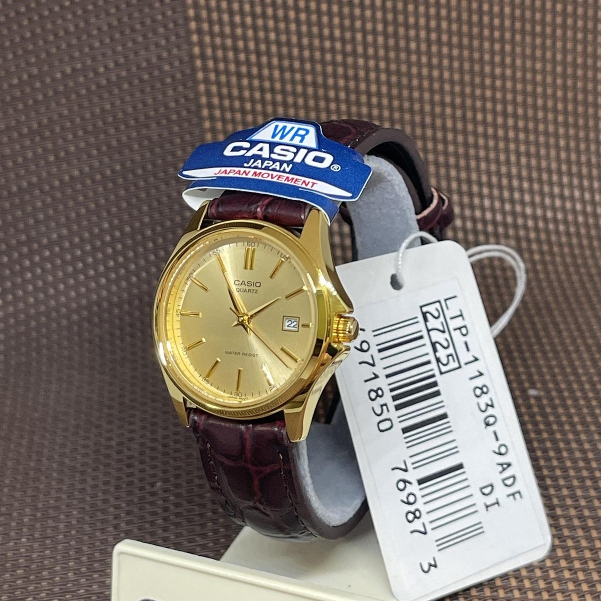 Casio LTP-1183Q-9A Gold Dial Brown Leather Analog Quartz Ladies