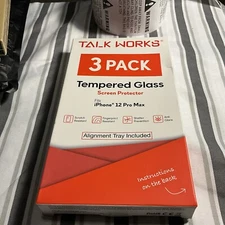 Talk Works Tempered Glass, Screen Protector 3 pack. FITS iPhone 12 Pro Max NEW