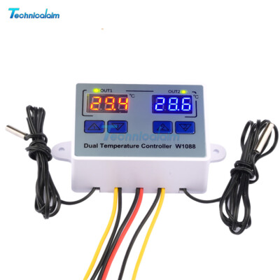 DC12V 24V AC 110-220V W1088 Dual Display Temperature Controller Thermostat