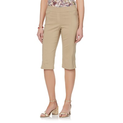 Laura Scott Women's Millennium Cropped Khaki Tummy Control Pants Size X Large