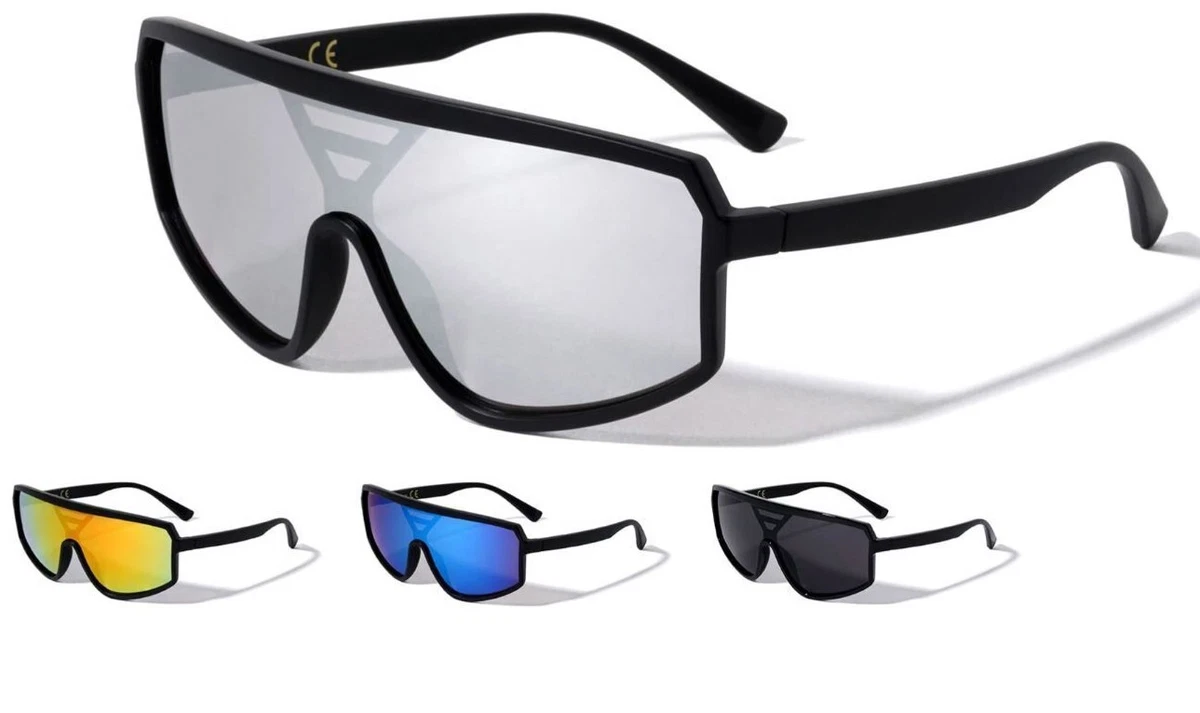 Lentes De Sol Gafas Para Hombre Una Pieza Sport Grande Reflectivo Men  Sunglasses