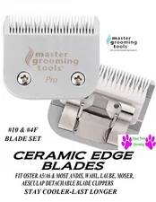 MASTER GROOMING TOOLS CERAMIC PRO 10&4F (4FC) BLADE SET*Fit A5,Wahl KM,Andis AGC