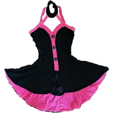 Dancewear girls mini halter top black pink velvet sequin dress MA Designs for Da