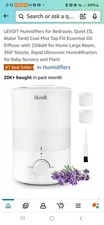 LEVOIT Humidifier For Bedroom, Quiet (3L Water Tank)Cool Mist Top Fill Essential