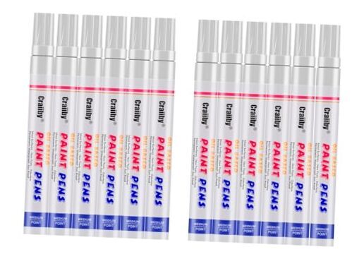 Paint Markers, 12 Pack Oil-Based Waterproof Quick Dry Permanent Paint Pen White-image