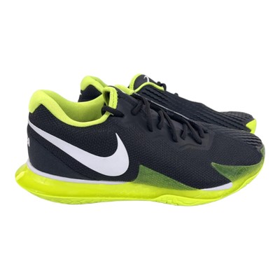 nike men's court air zoom vapor cage 4 tennis shoes black and volt