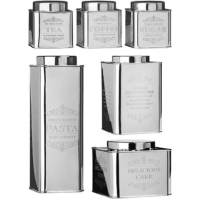 Stainless Steel Tea Coffee Sugar Biscuit Pasta Utensil Canisters Container L