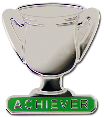 Silber Achiever grün Trophäe Pin Anstecker für Schulen
