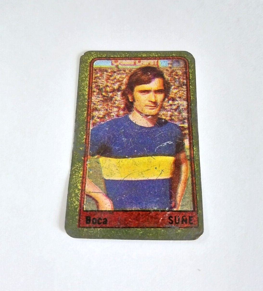 Vtg 1972 Argentina Tin Soccer Card Boca Juniors Rubén Suñe Very Rare