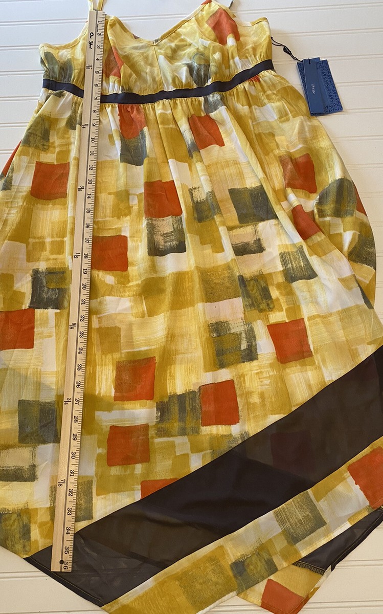 【Simply Vera VERAWANG】装飾付きワンピース M（中古） Simply Vera Wang Mustard Yellow Orange Gray Empire Dress
