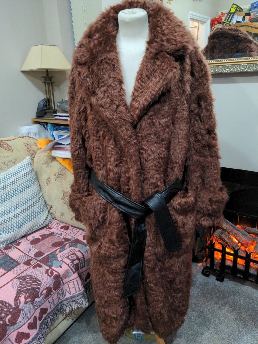 ASOS Stunning Auburn Midi Faux Fur Coat Size 16 BNWT UK