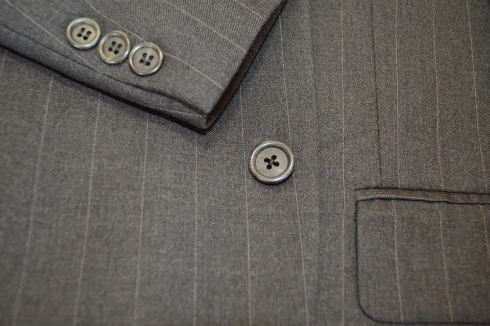 Traje de lana John W. Nordstrom para hombre 2btn gris a rayas Loro Piana talla 43R pantalones 38x28 Foto 3 de 4