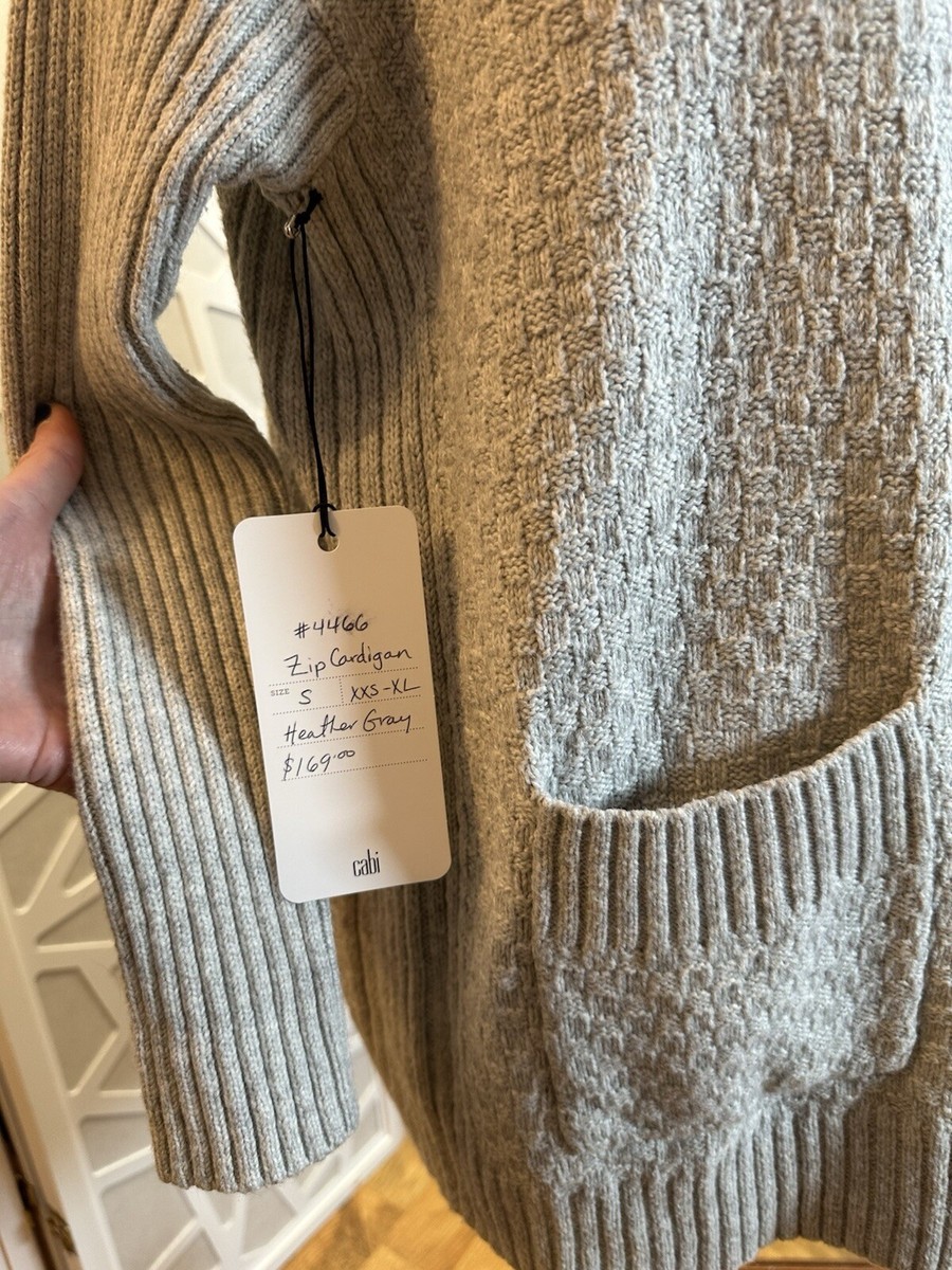 Cabi NWT Zip Cardigan, S, Heather Gray, Fall '23 #4466 (Orig. $169