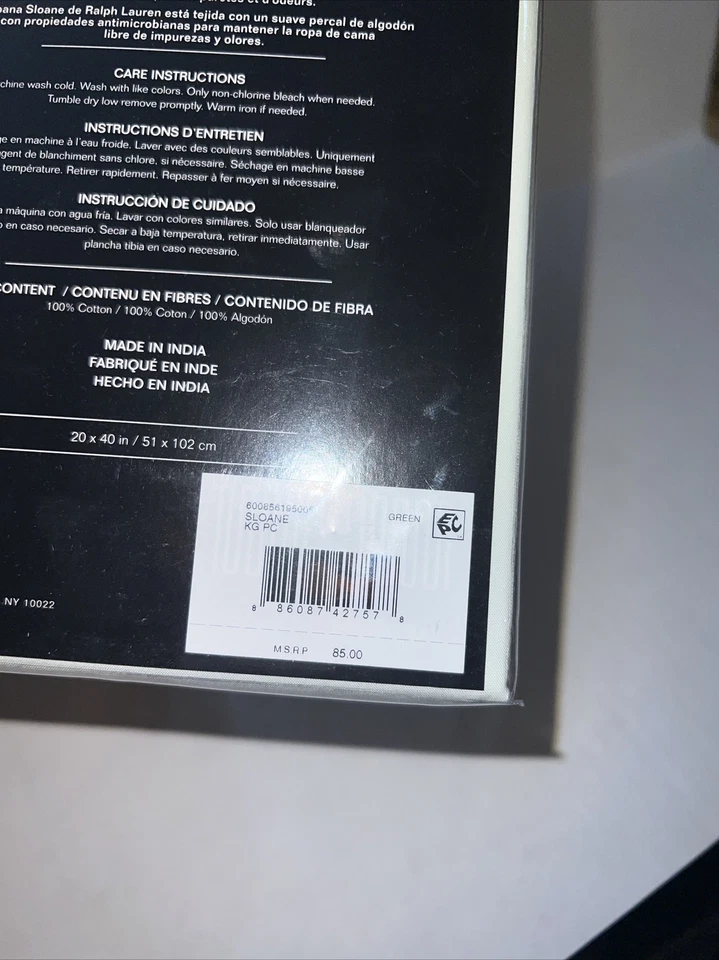 RALPH LAUREN SLOANE ANTIMICROBIAL 100% COTTON KING PILLOWCASES Green New Sage - Image 4 of 4