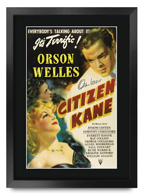 Citizen Kane Filmplakat Cast signiert gedruckt Autogramm A3 gerahmt Memorabilia